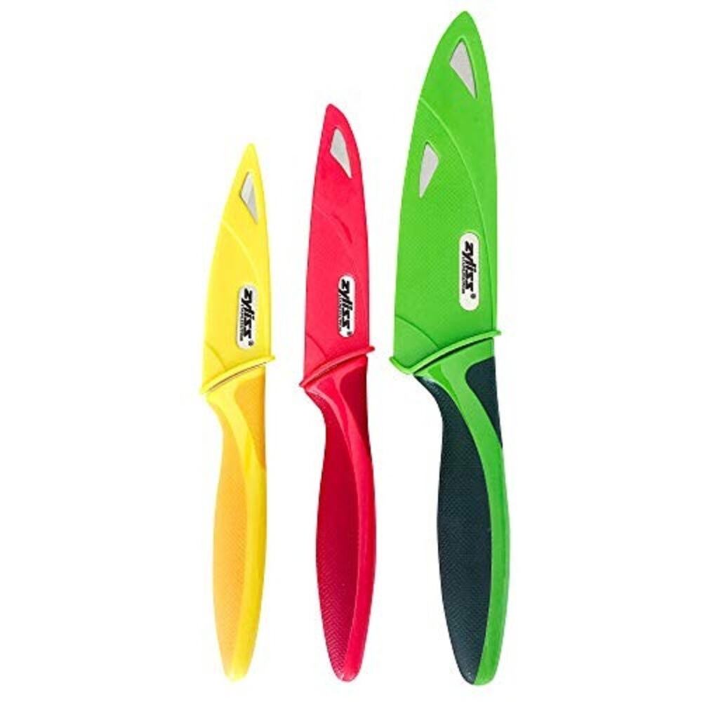 NWT Zyliss 3-Piece Kitchen Knife Set with Sheaths Multi-Color
